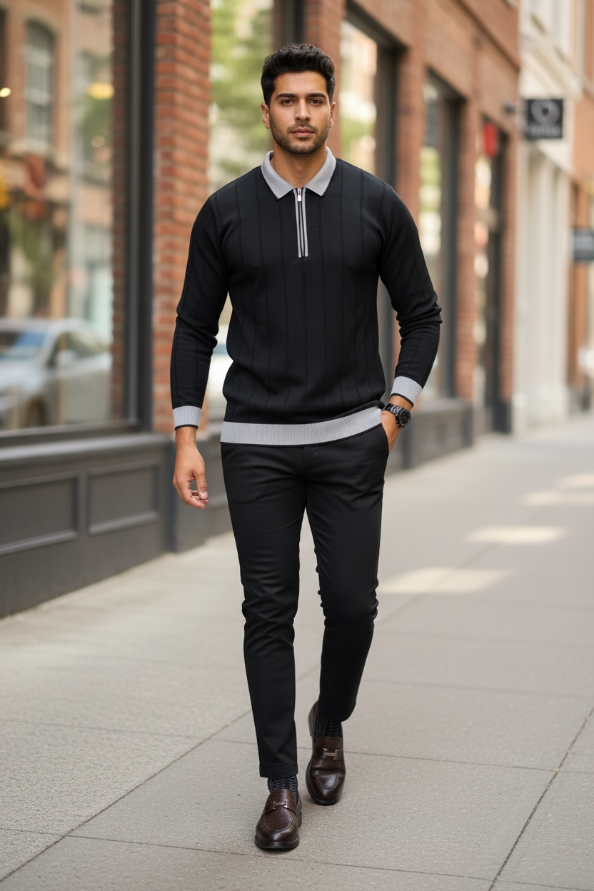 Bluza barbati neagra slim fit S114 D2-4.2