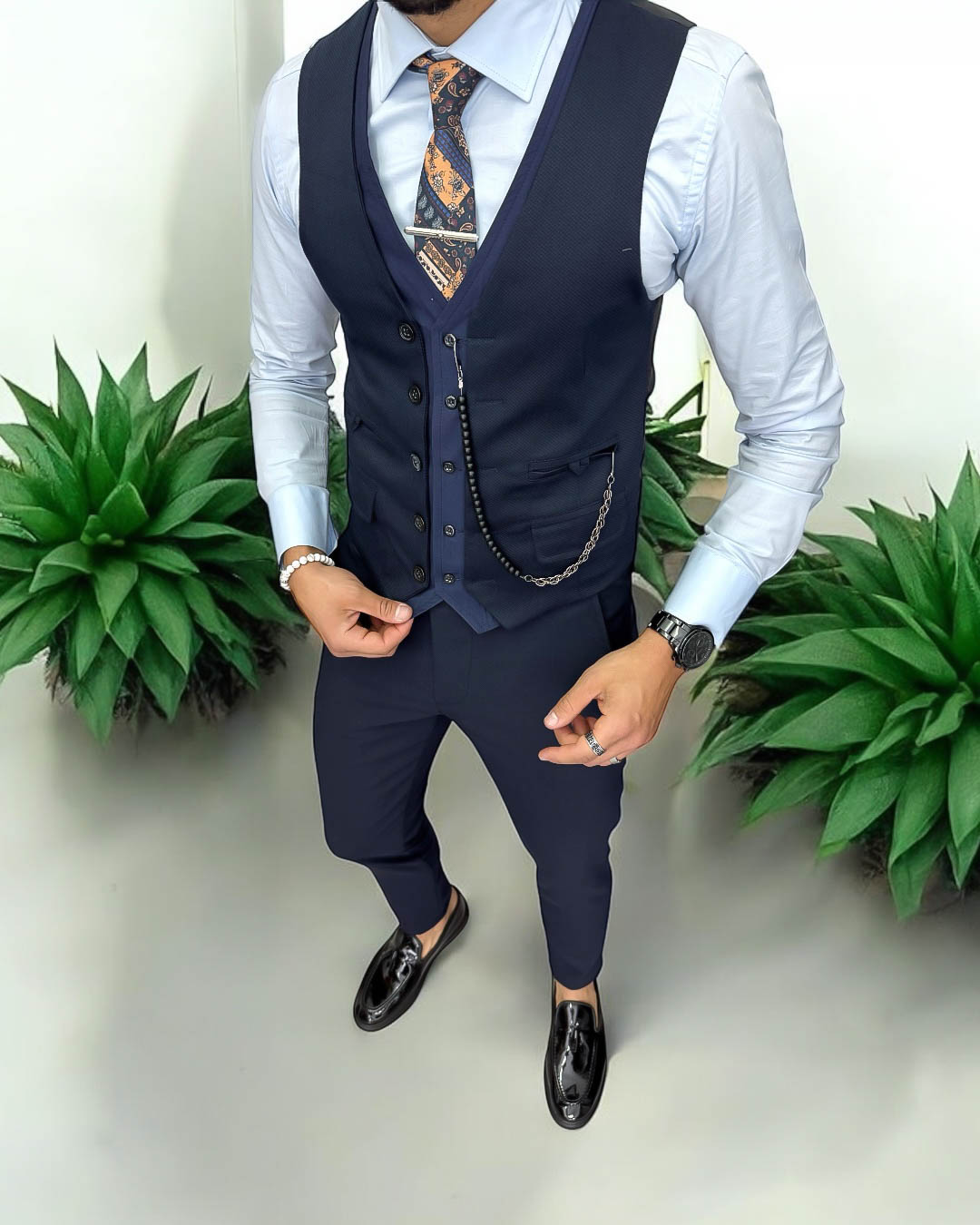 Compleu Barbati Vesta + Pantaloni Slim Fit