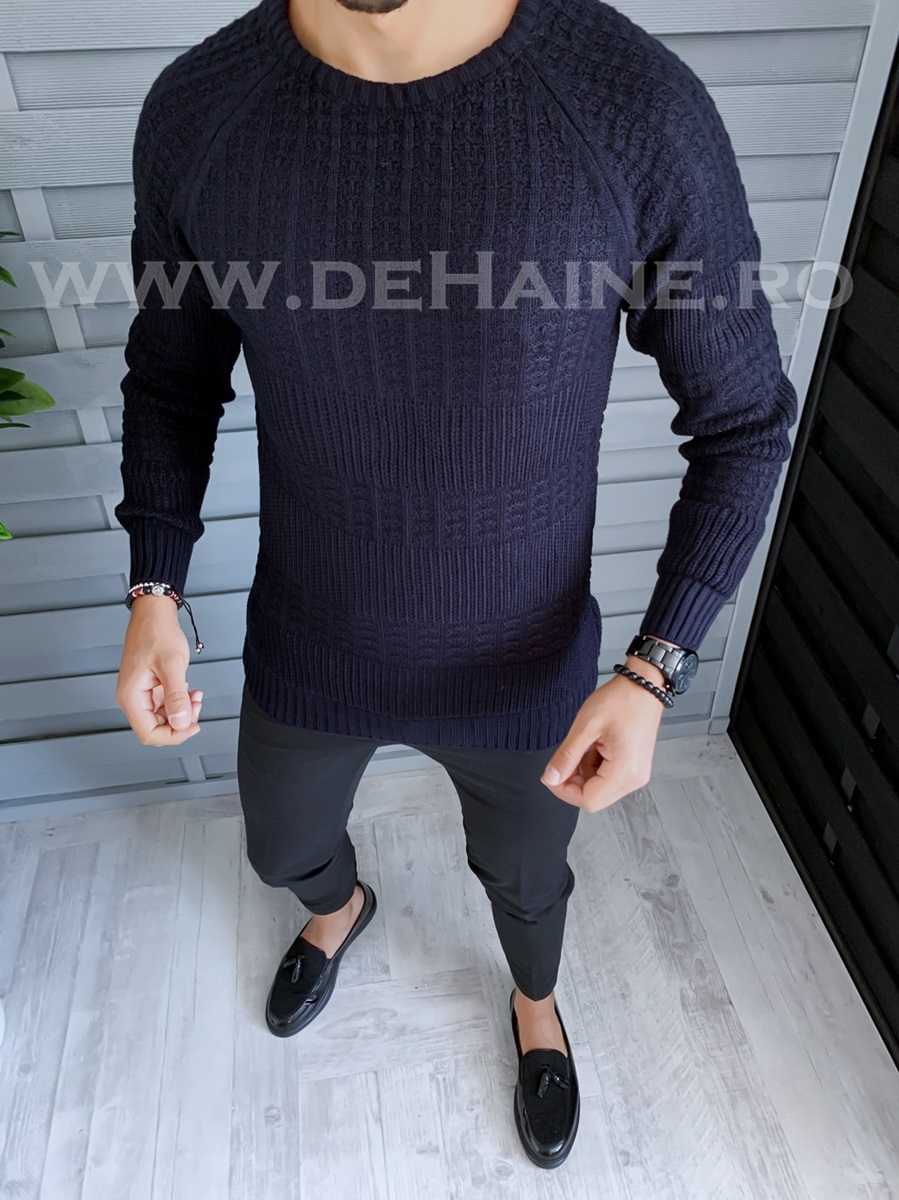 Pulover Barbati Slim Fit Bleumarin Elegant | deHaine