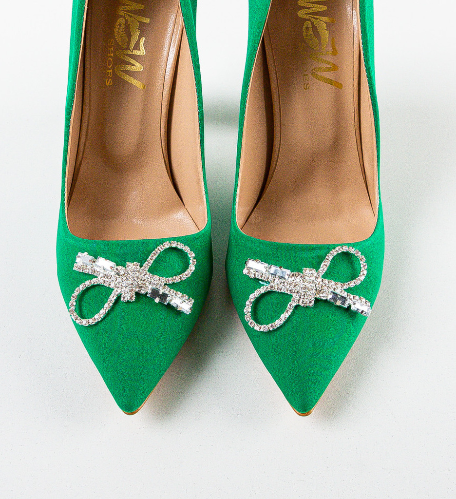 Pantofi dama Saxona Verzi cu Toc Elegant - imagine 5