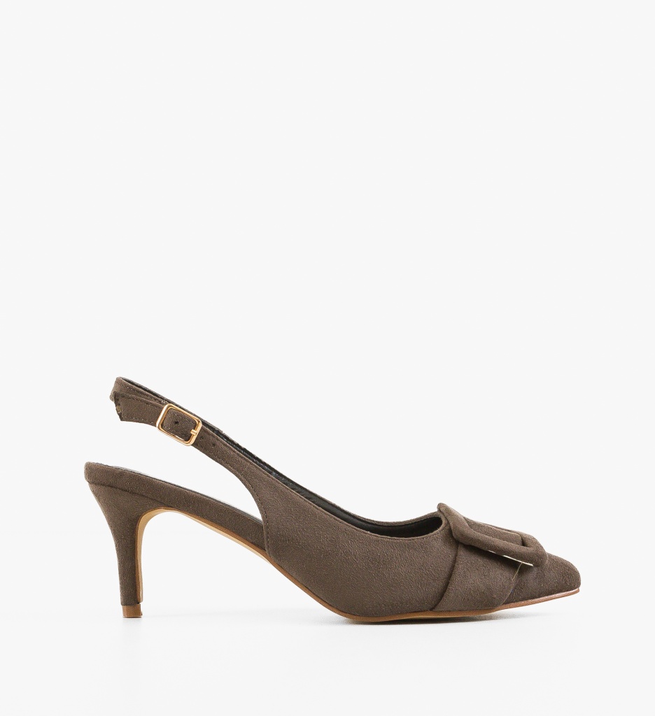 Pantofi Luleo Gri cu Toc Eleganți - imagine 6
