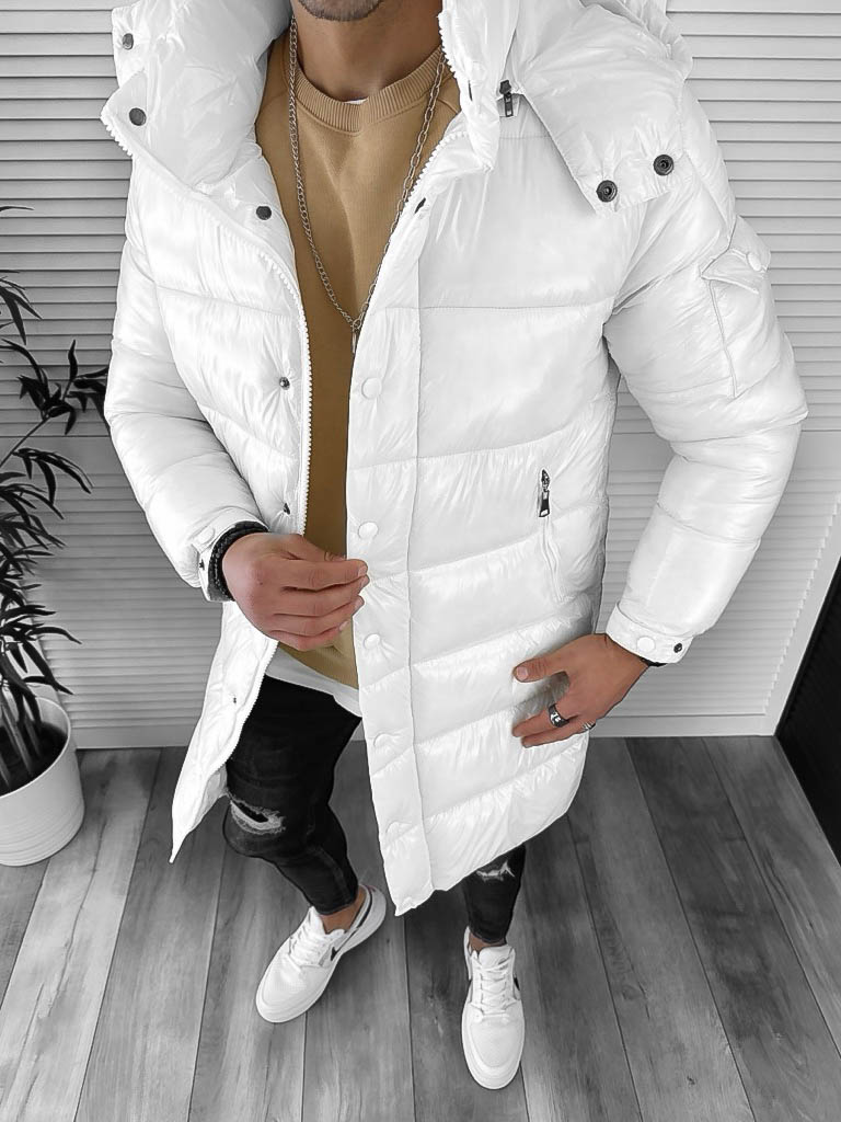 Geaca Barbati de Iarna Lunga Alba | Stil Urban