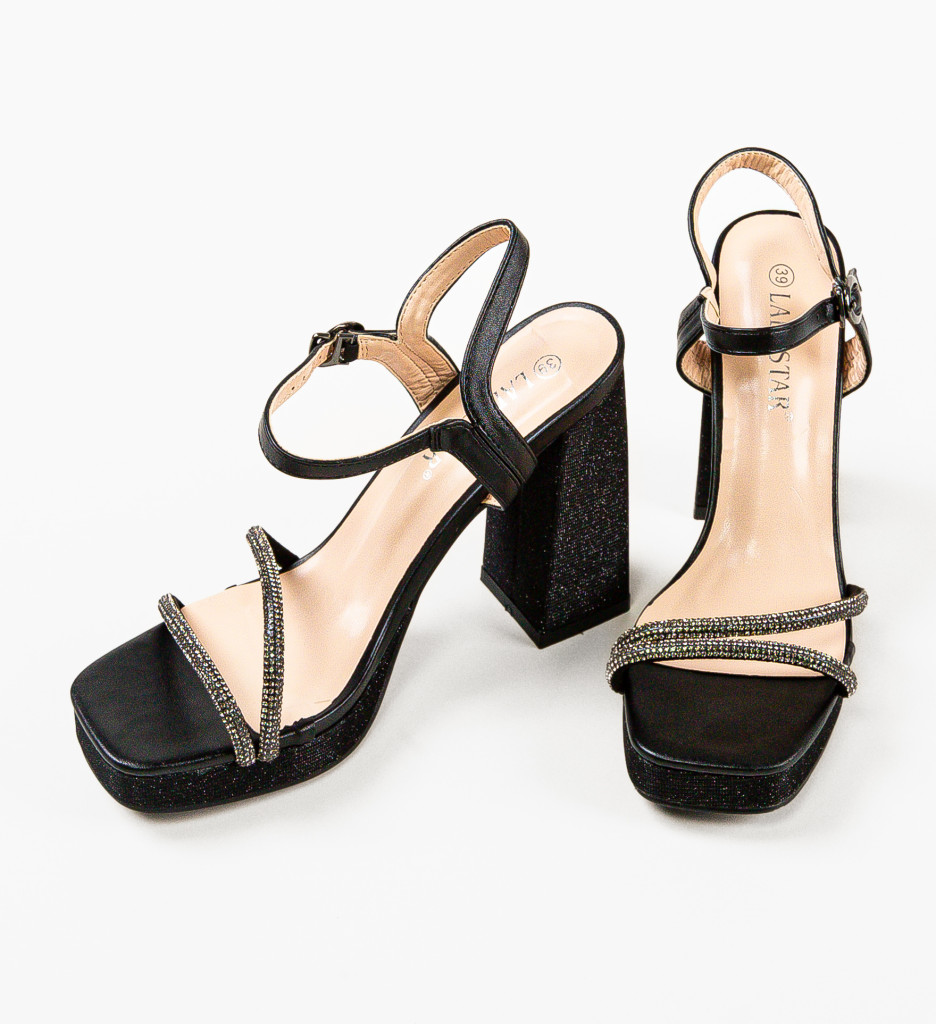 Sandale cu Toc Patches Negre | Eleganță Asigurată - imagine 6