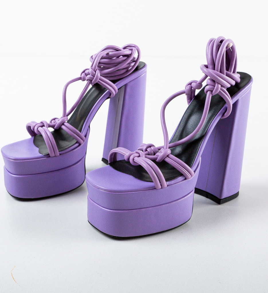 Sandale Dama Mov Zebra cu Toc Stilat - imagine 6