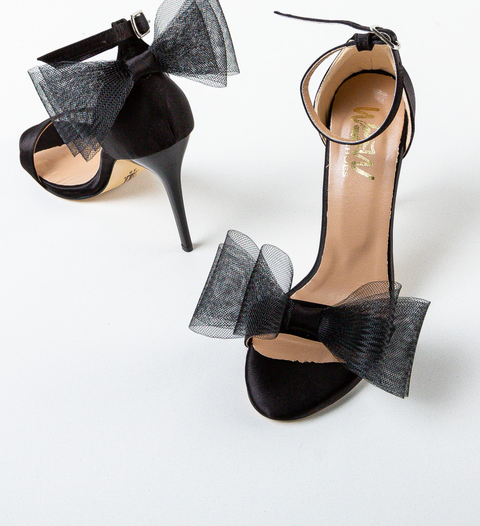 Sandale Dama Padasa Negre Elegante cu Toc - imagine 5