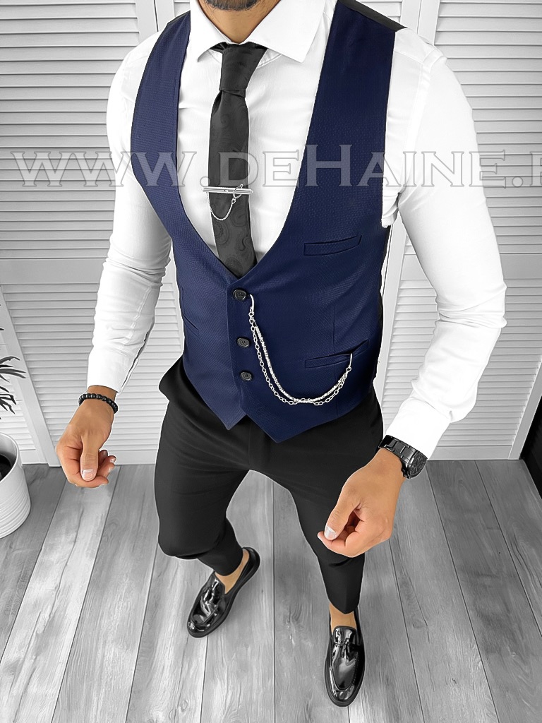 Vesta Barbati Eleganta Slim Fit Bleumarin
