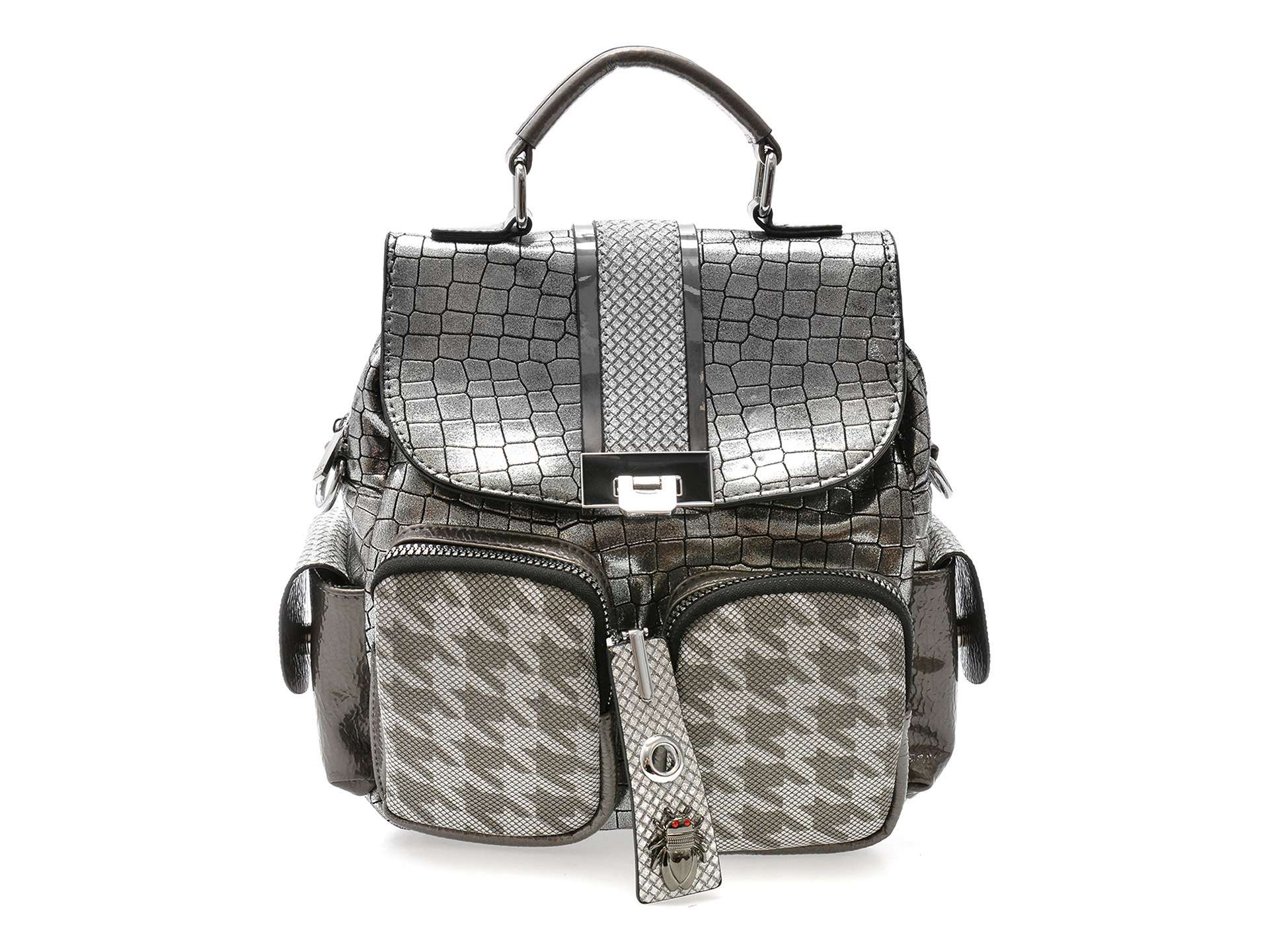 Rucsac Elegant Gryxx Argintiu | Piele Ecologica