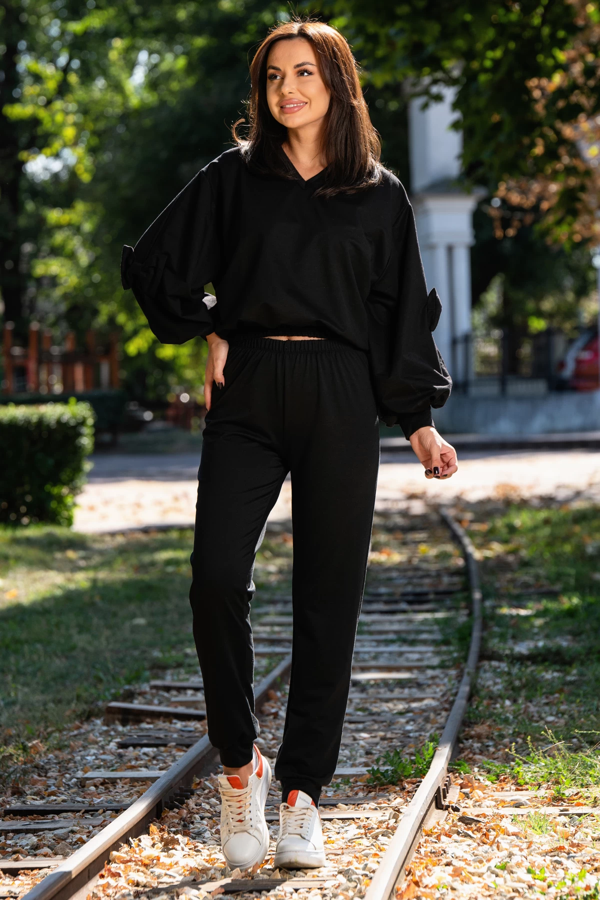 Trening Inpuff cu Maneci Sparte Fundite Negru