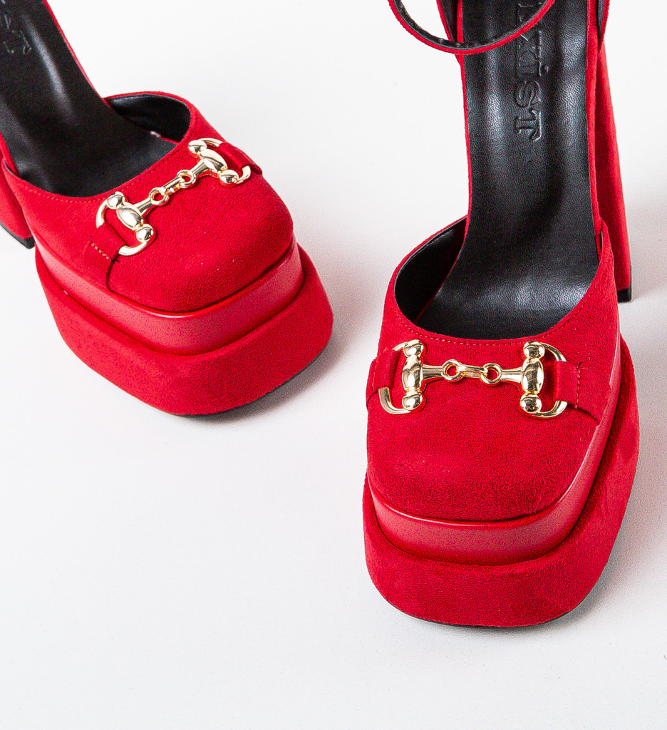 Pantofi Versoma Rosii cu Toc Eleganți - imagine 6