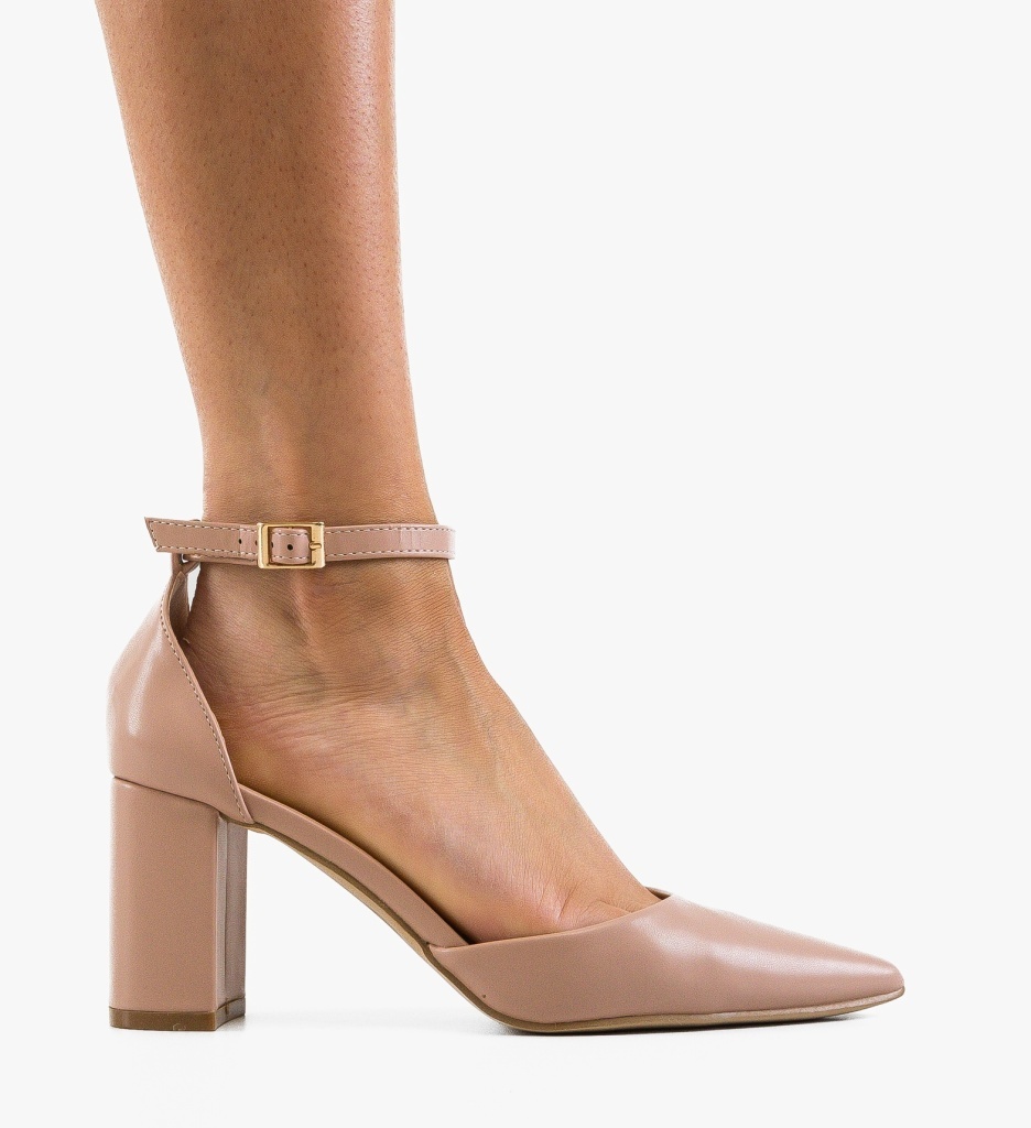 Pantofi Dama Jalapen Nude Eleganți cu Toc - imagine 6