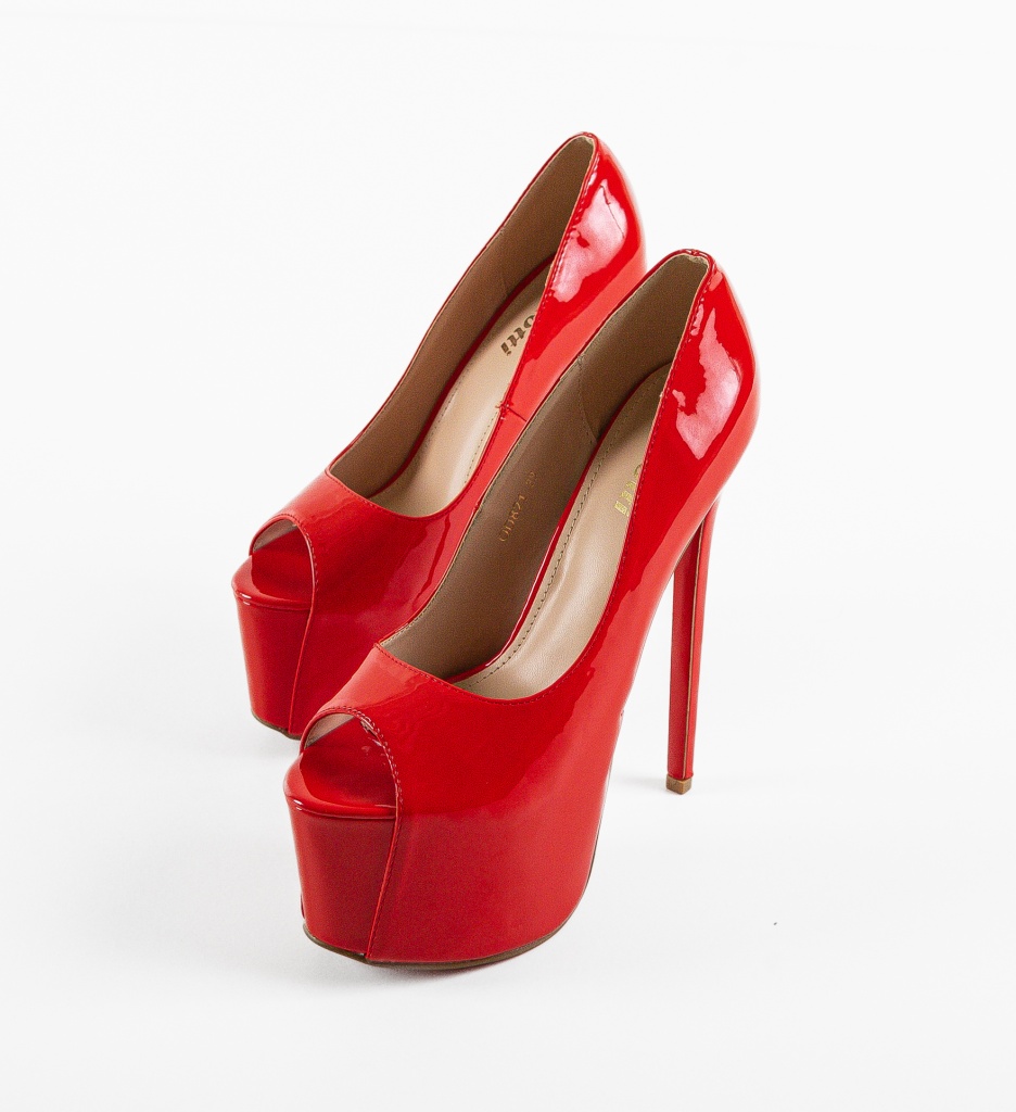 Pantofi Rosii cu Toc Eleganti Tamales - imagine 6