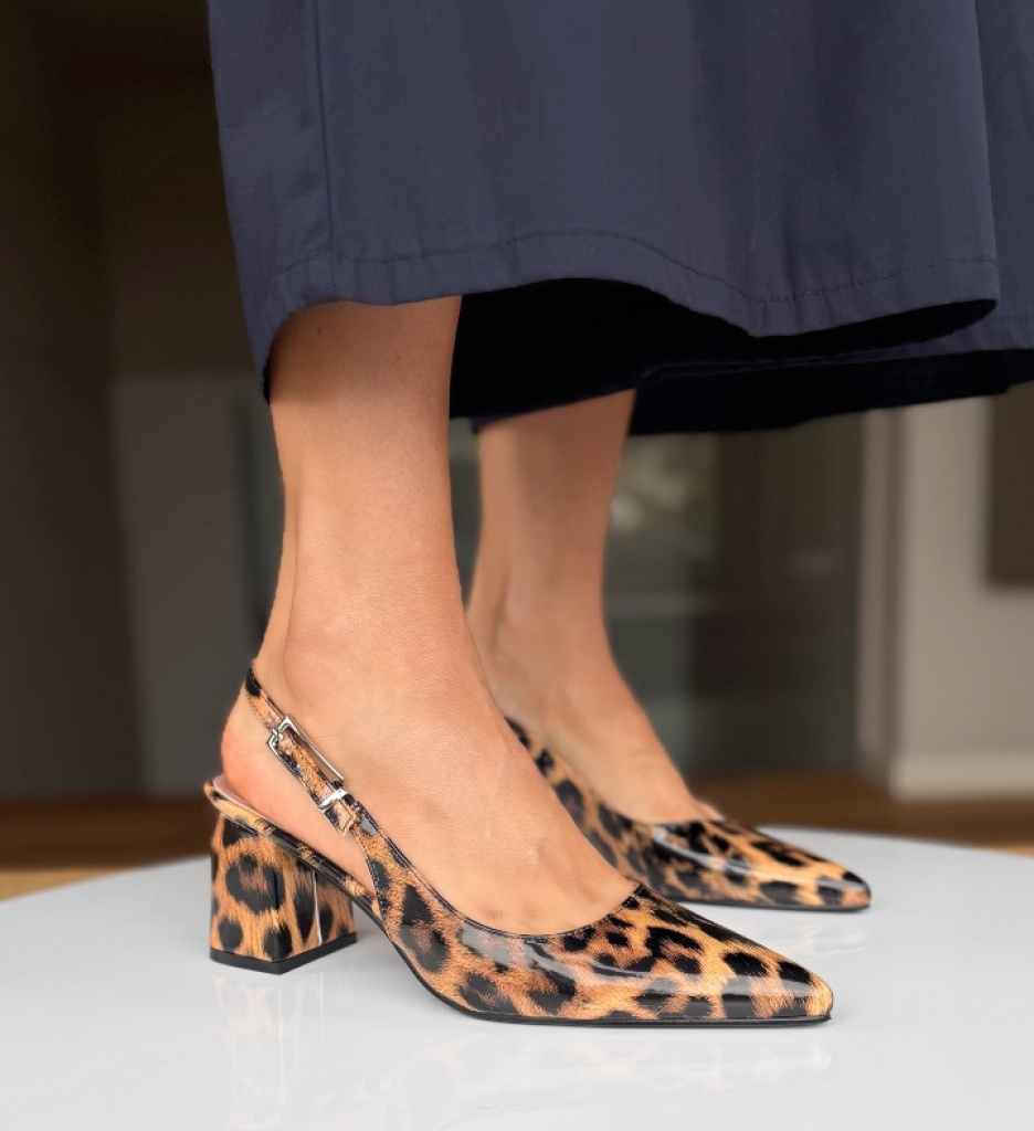 Pantofi dama Kan Print eleganți cu toc - imagine 2