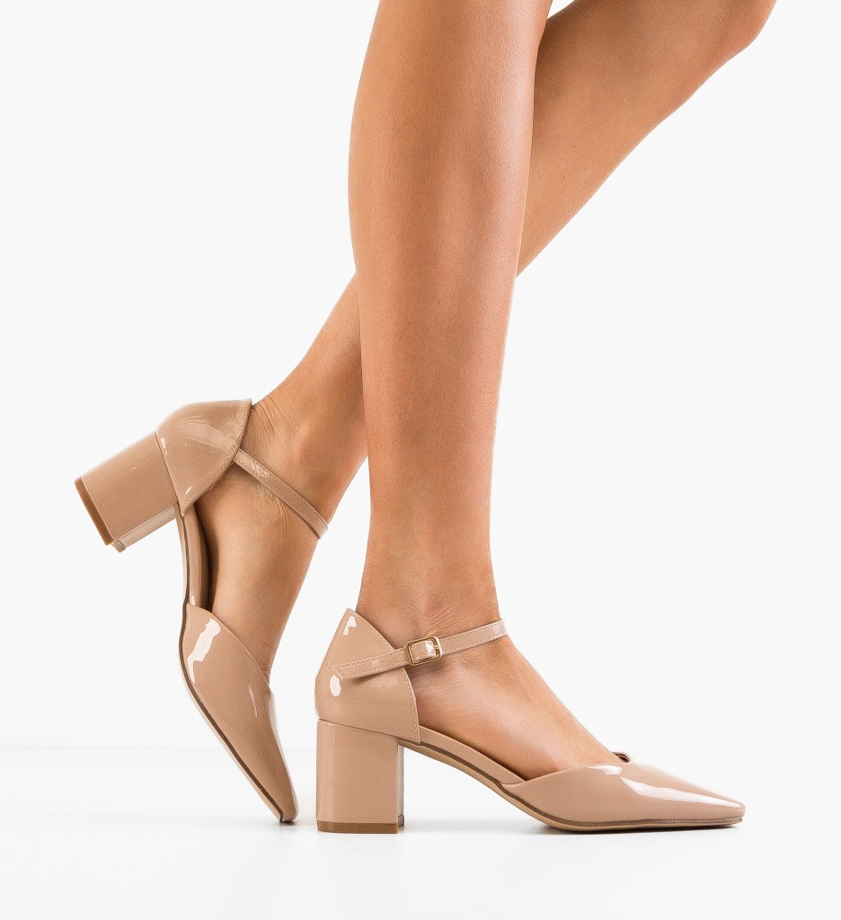Pantofi Dama Mies Nude cu Toc Eleganți