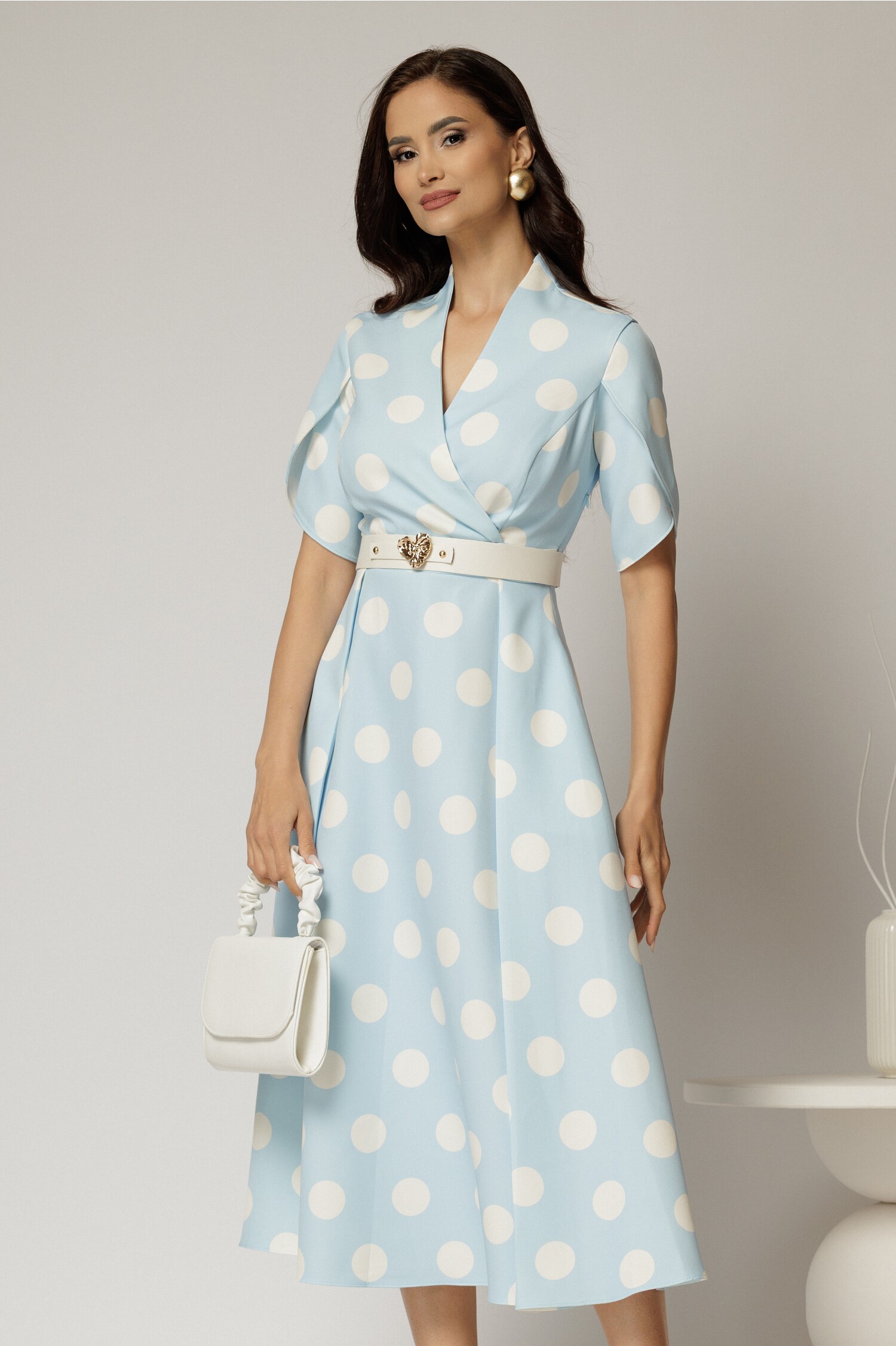 Rochie DY Fashion Bleu cu Buline și Buzunare