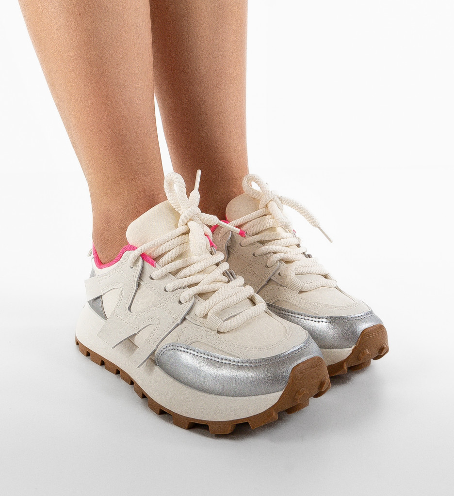 Sneakers Dama Broskmas Argintii - Stil si Confort - imagine 4
