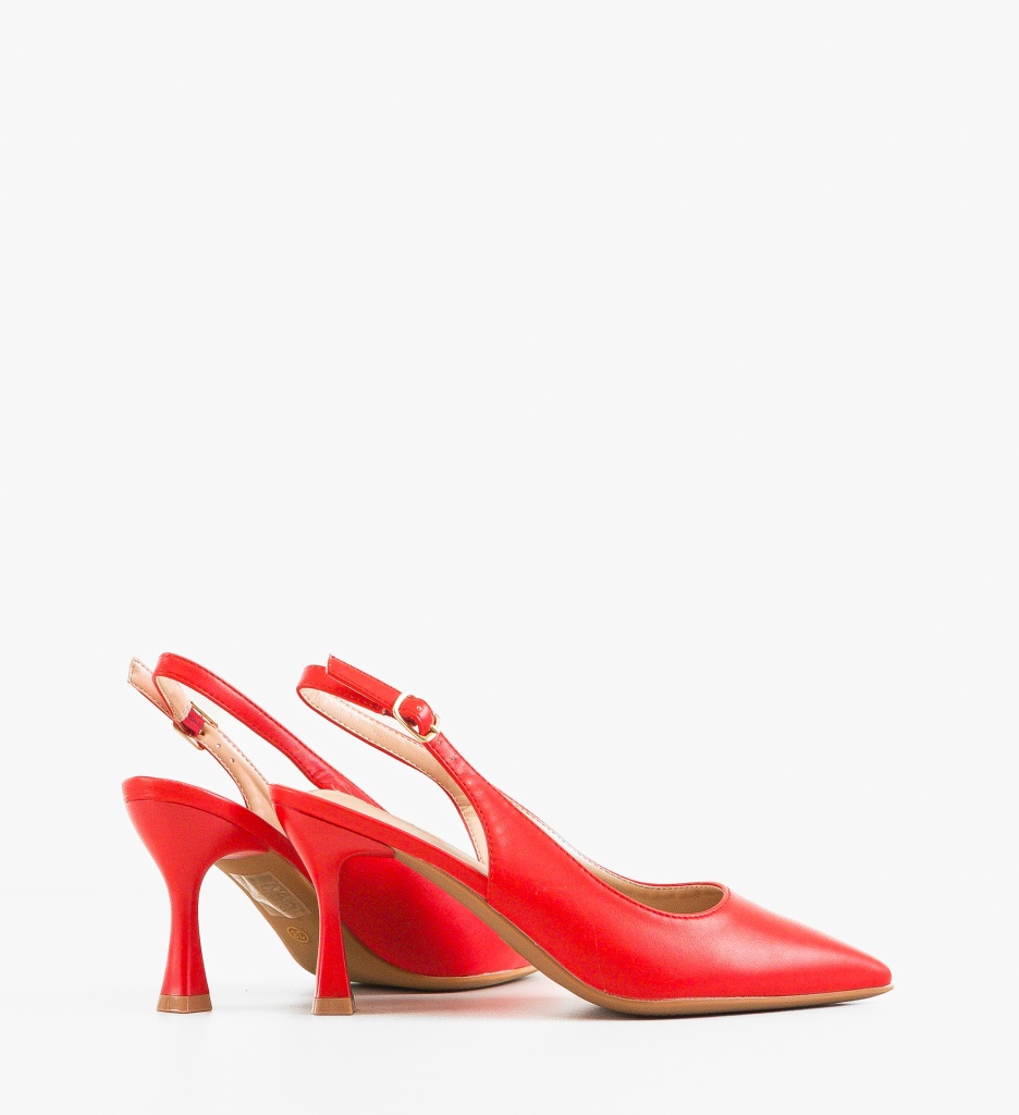 Pantofi Sanders Rosii Eleganți cu Toc - imagine 4