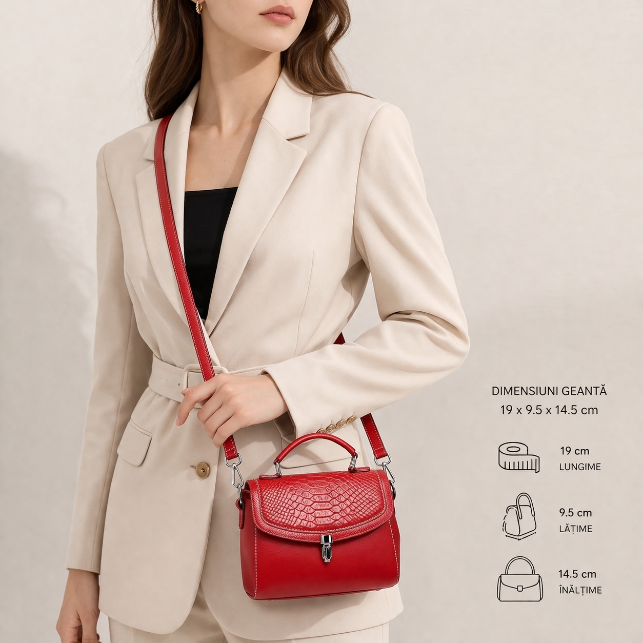 Geantă Delis Arina GT3119 Piele Naturală Bordo - imagine 2