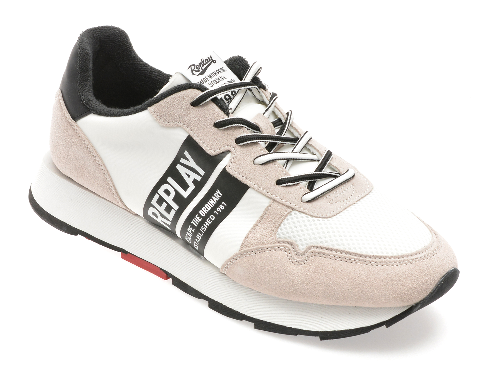 Pantofi Sport Replay Alb-Negru | Stil Urban