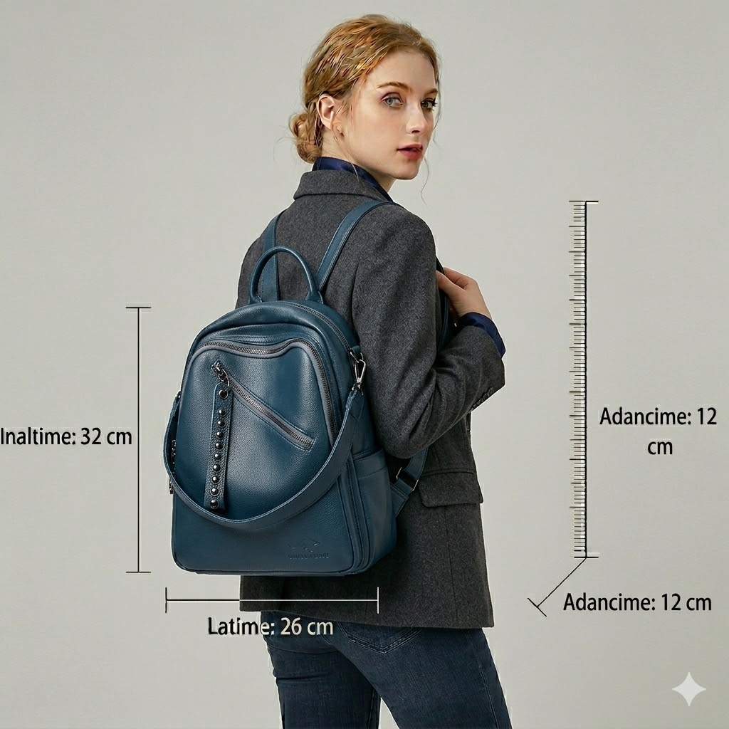 Rucsac Dama Pfy Hayden Albastru, Versatil - imagine 5