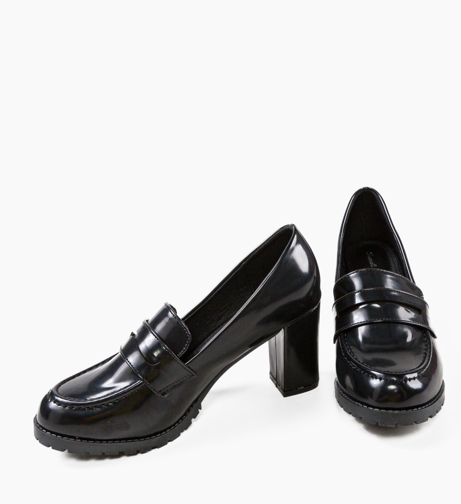 Pantofi Negri cu Toc Eleganți - Model Ingr
