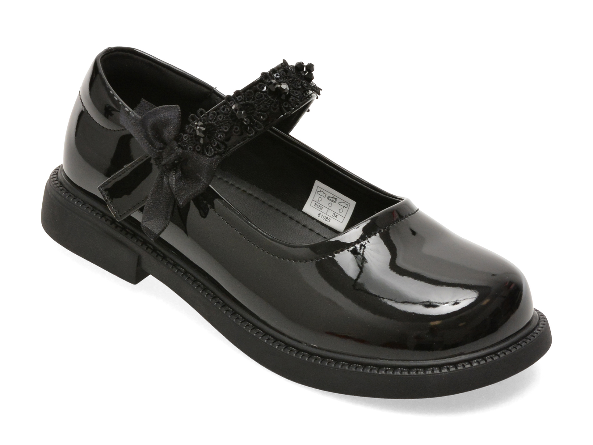 Balerini SELECTION KIDS negri, 61085, din piele ecologica lacuita