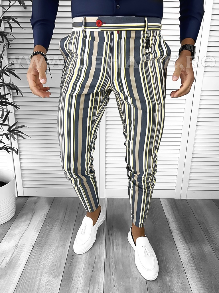 Pantaloni Barbati Eleganti Conici Tip Office