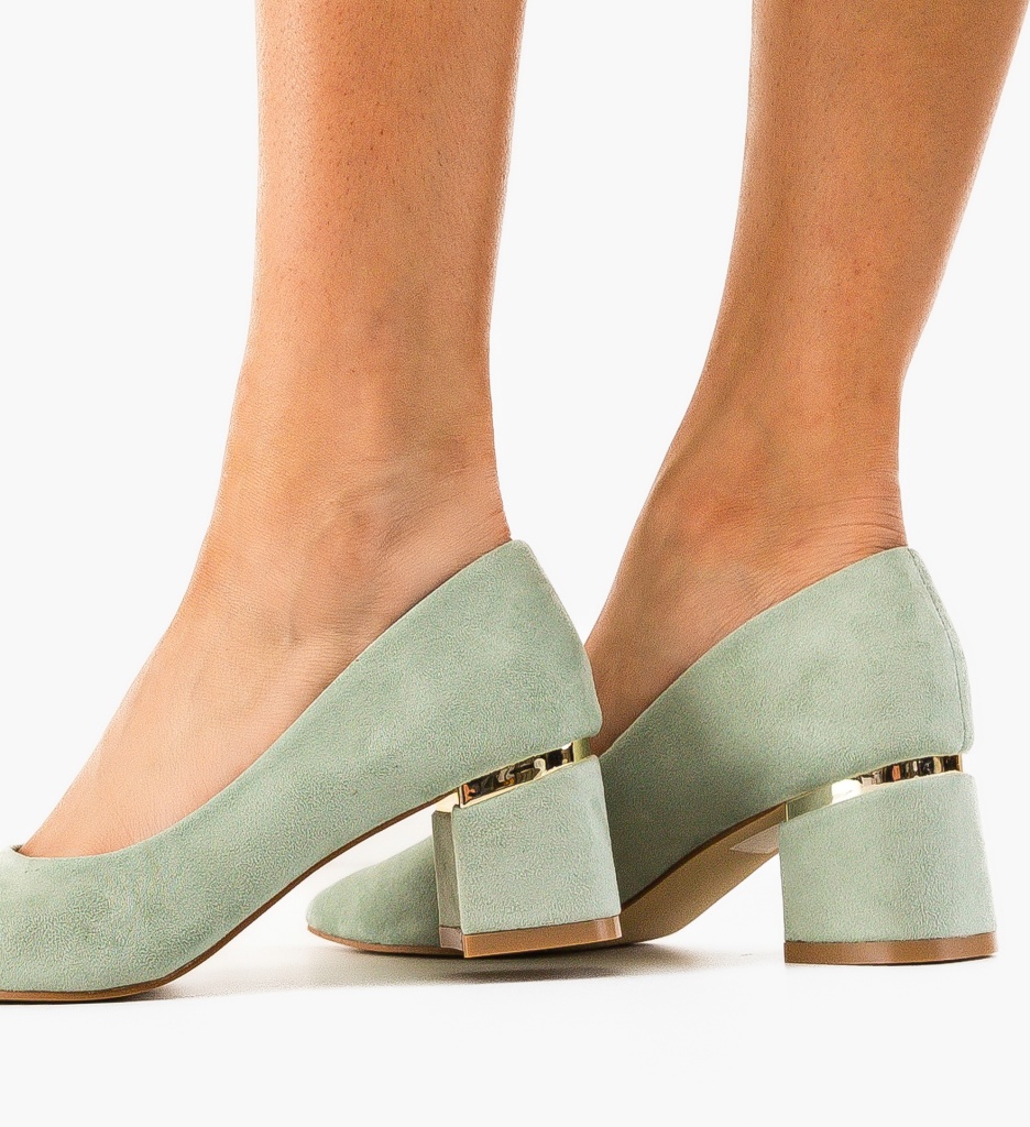 Pantofi Toc Verzi Eleganți Hazmelo - imagine 3