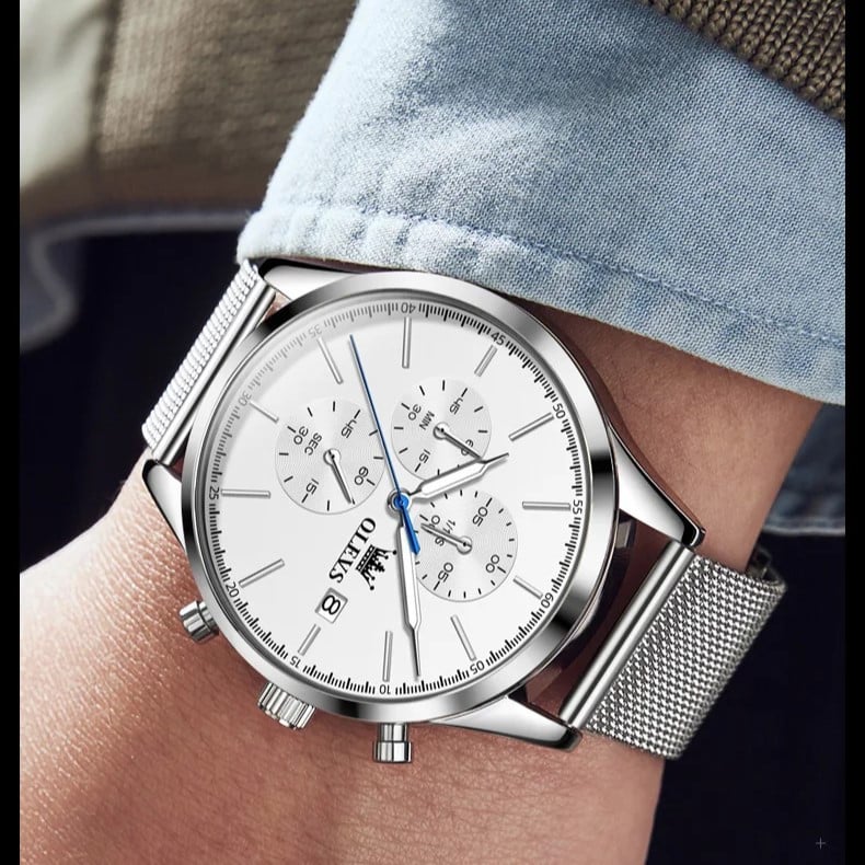 Olevs CS1653 - Ceas Barbatesc Elegant Argintiu - imagine 2