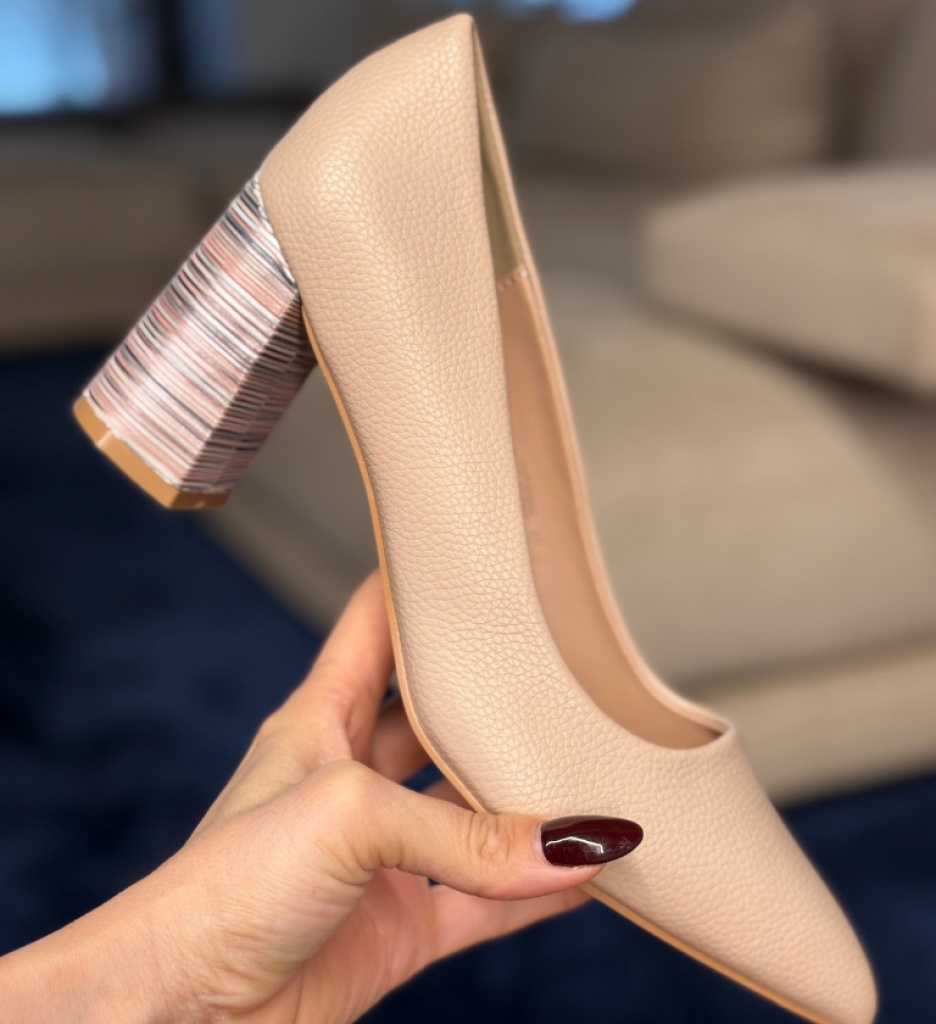 Pantofi Jaylen Bej cu Toc Eleganți