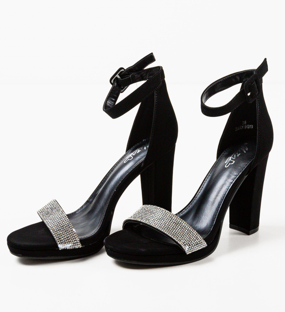 Sandale Tloy Negre cu Toc Elegant - imagine 5