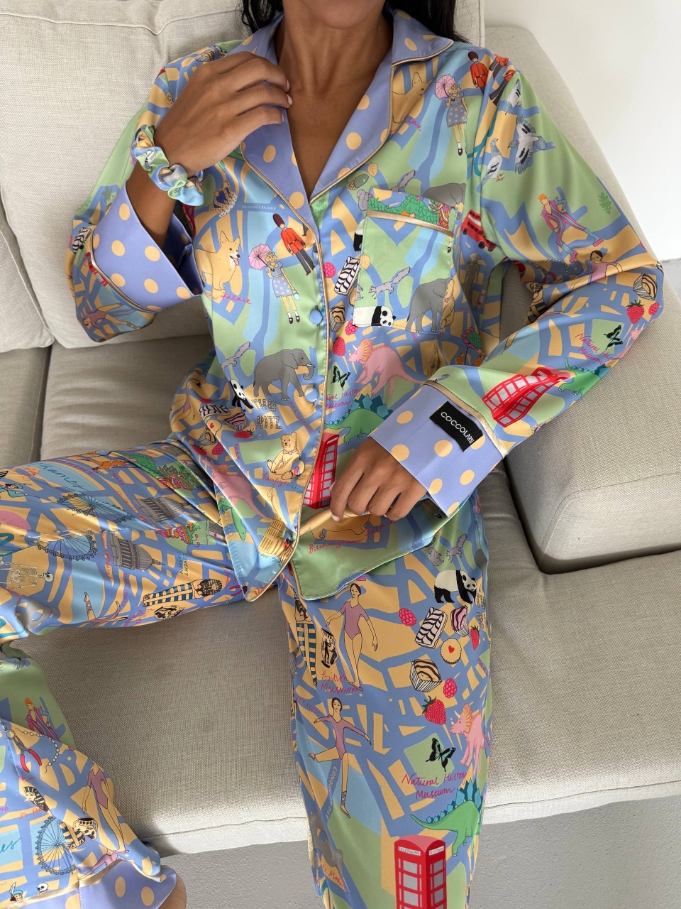 Set Pijama Delis 2 Bucăți Nasturi Multicolor - imagine 3