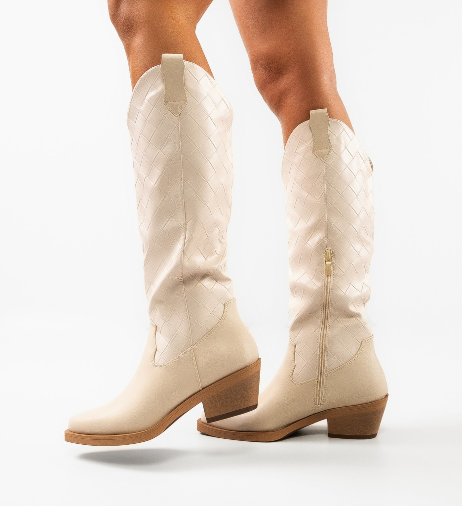 Cizme Hickm Bej Elegante | Confort și Stil - imagine 3