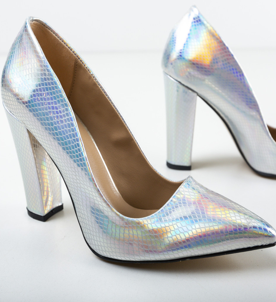 Pantofi cu Toc Soreen Argintii | Eleganță Asigurată - imagine 7