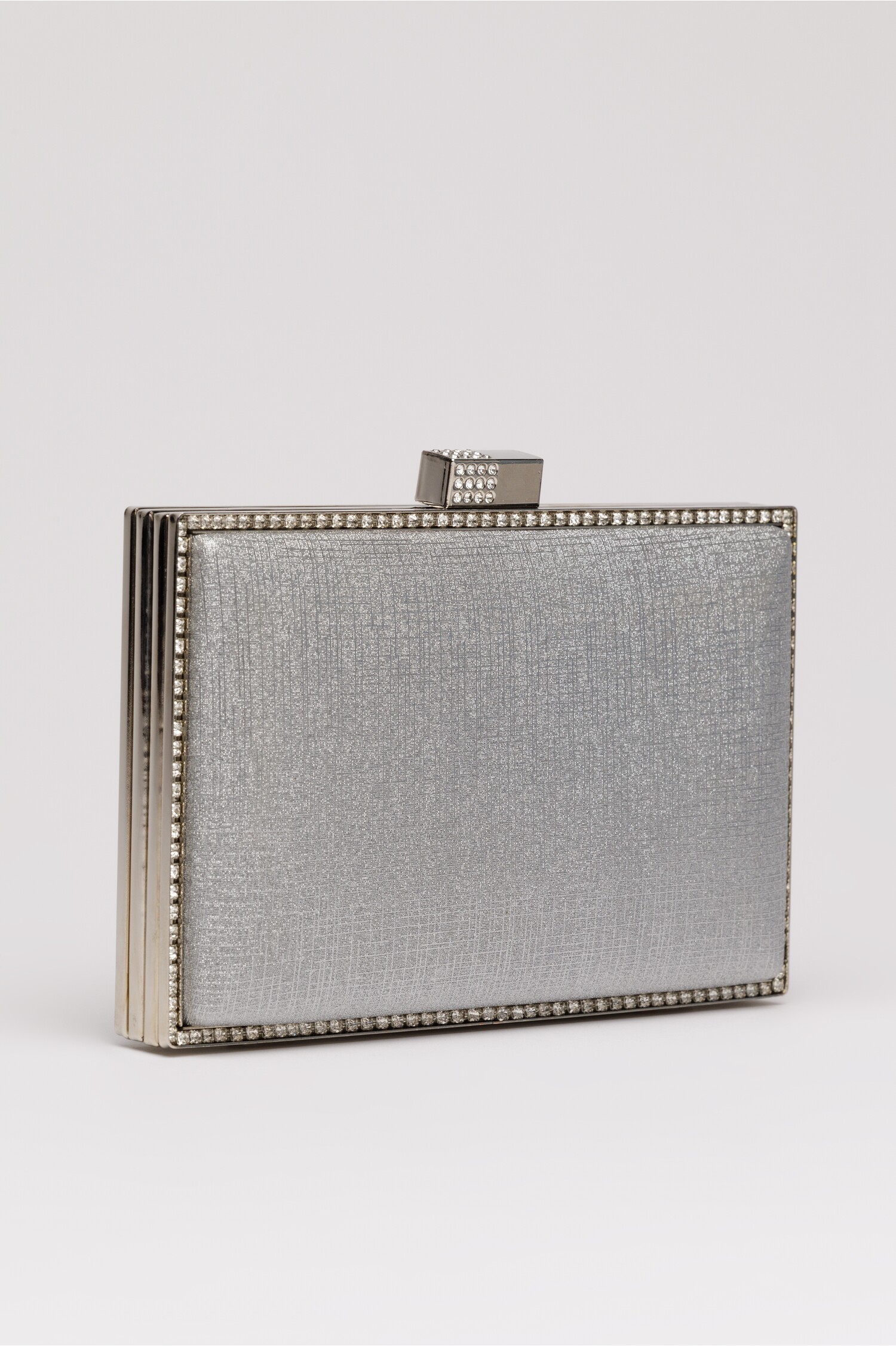 Clutch Elegant Argintiu cu Pietricele Strălucitoare