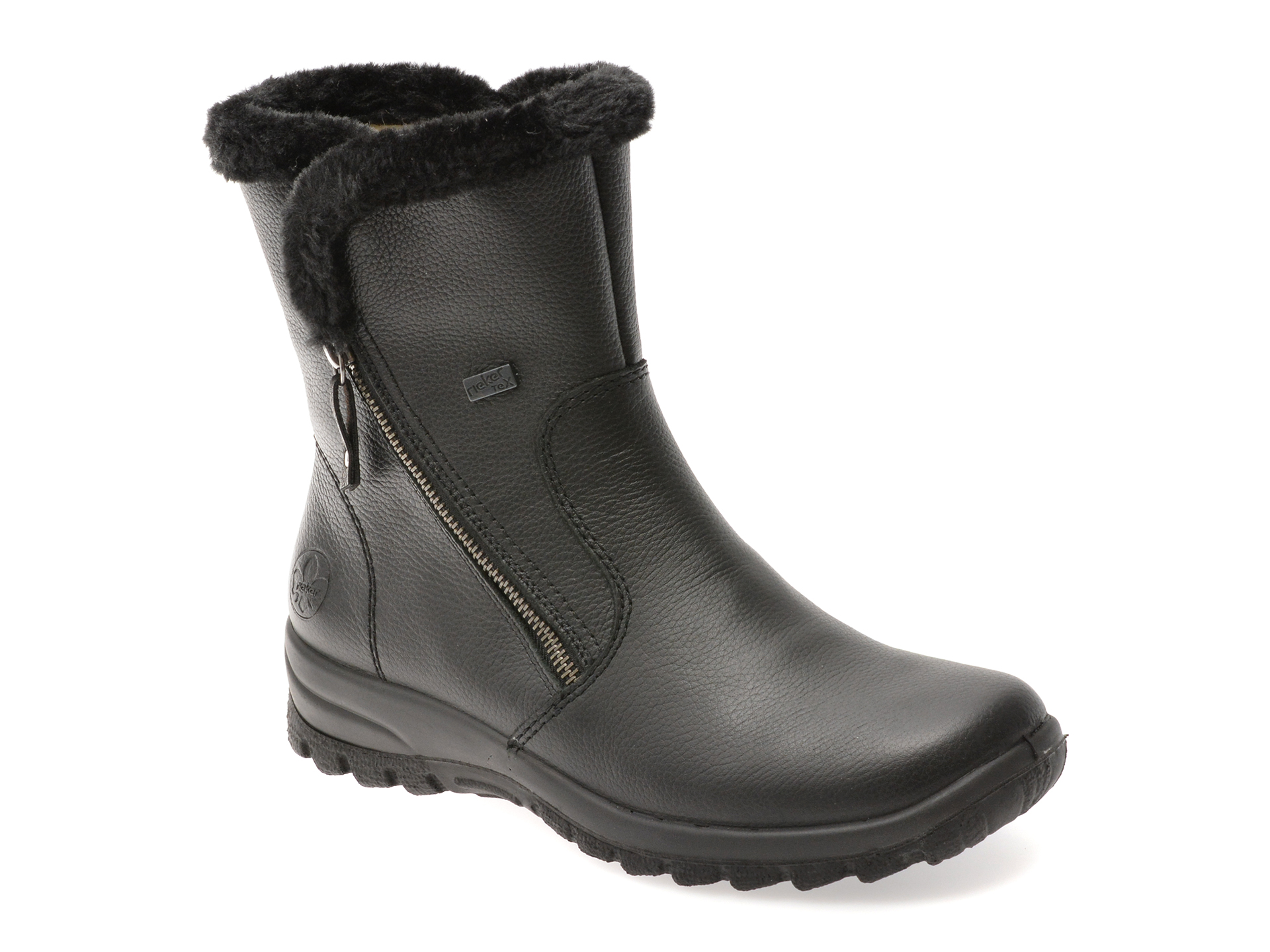 Ghete RIEKER Negre Piele Naturală