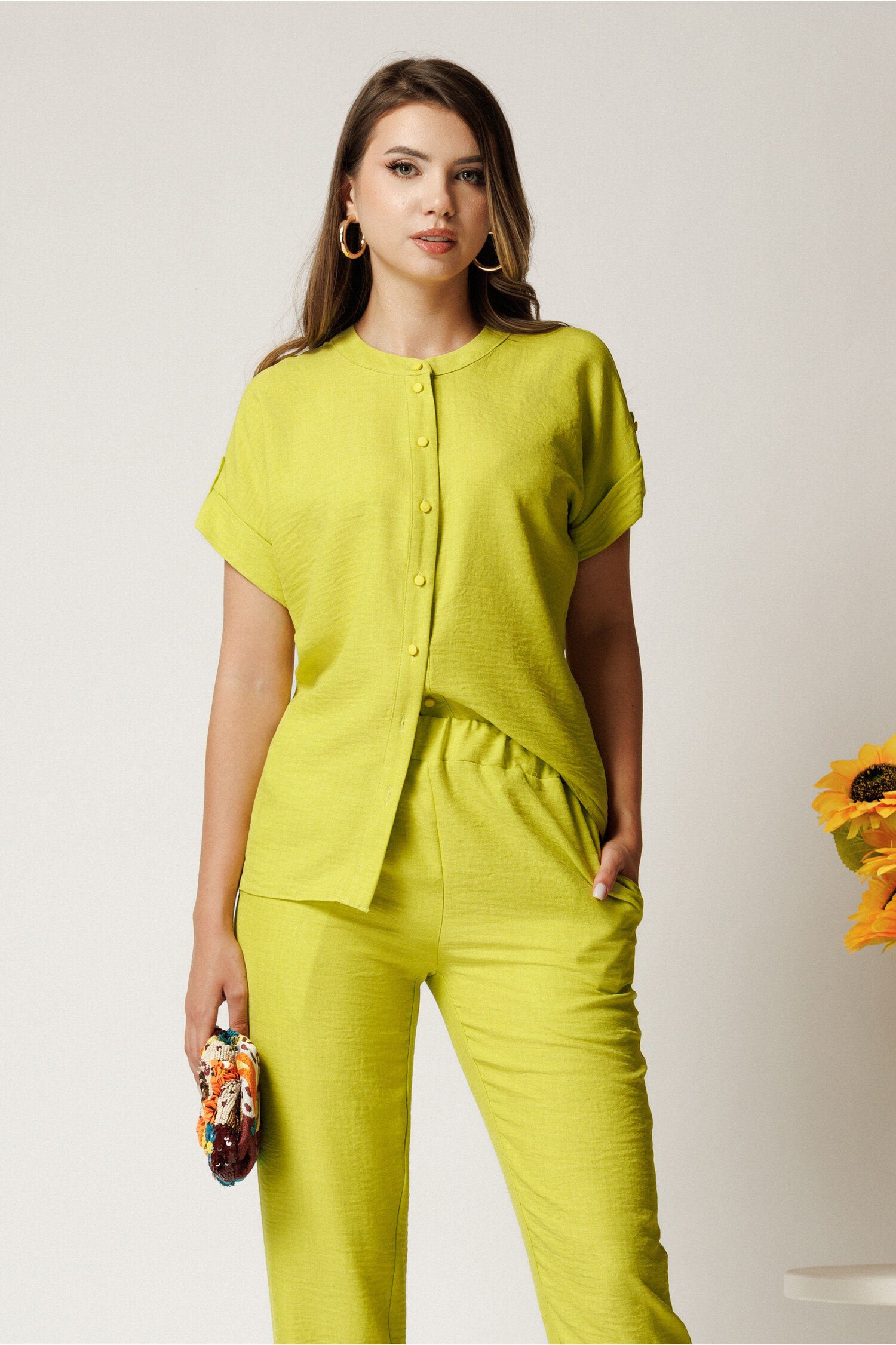 Cămașă DY Fashion Verde Lime Lejeră