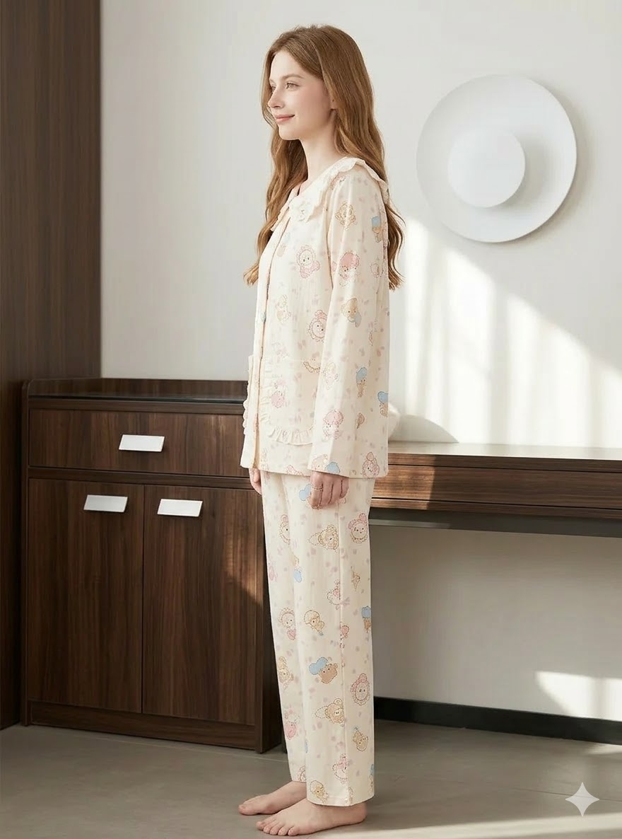 Pijama Dama Delis Bej, 2 Bucăti, Confortabilă - imagine 2
