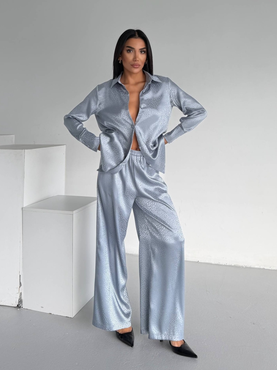 Set Pijama Dama Delis Gri 2 Piese - imagine 2