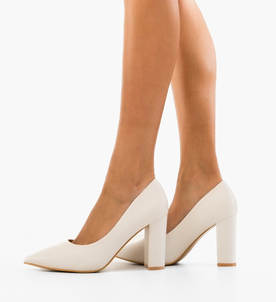 Pantofi cu Toc Albi Athena | Eleganți și Stilati - imagine 3