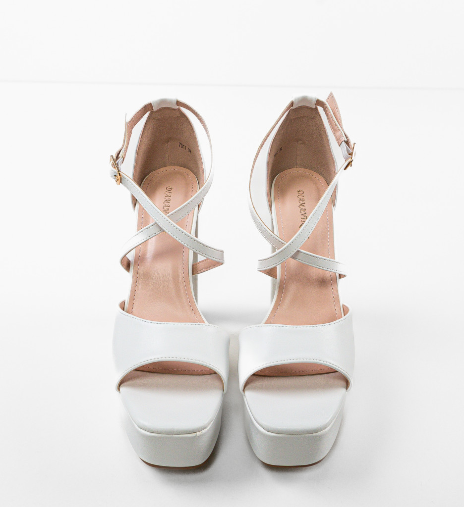 Sandale cu Toc Stella Albe | Design Elegant - imagine 7
