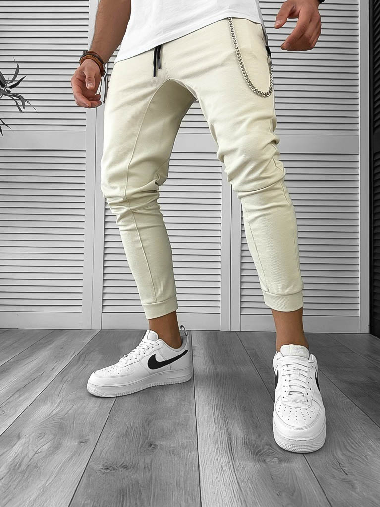 Pantaloni trening conici bej | Design modern