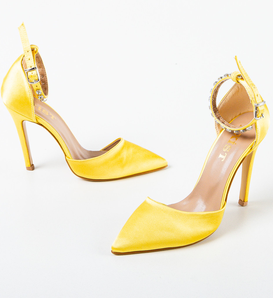 Pantofi Tanos Galbeni cu Toc Eleganți - imagine 7