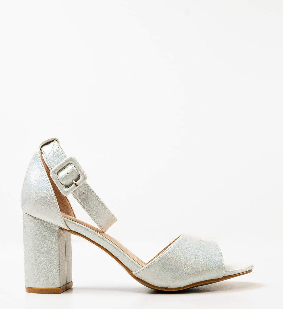 Sandale Dama Gruel Albe cu Toc Elegant - imagine 4