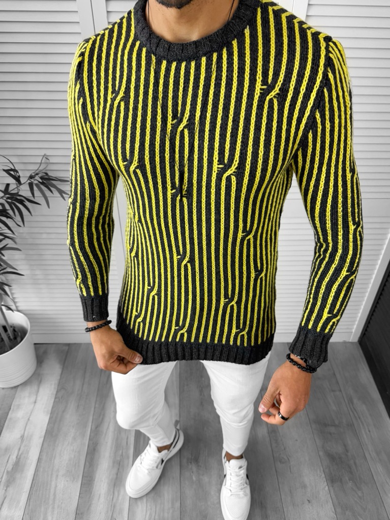 Pulover Barbati Gri Inchis Slim Fit Elegant