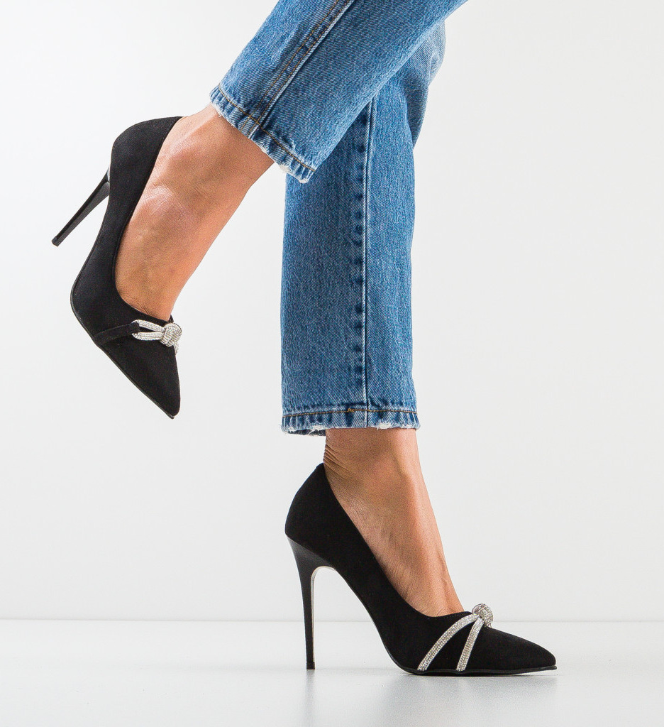 Pantofi cu Toc Airline Negri | Eleganță Asigurată - imagine 3