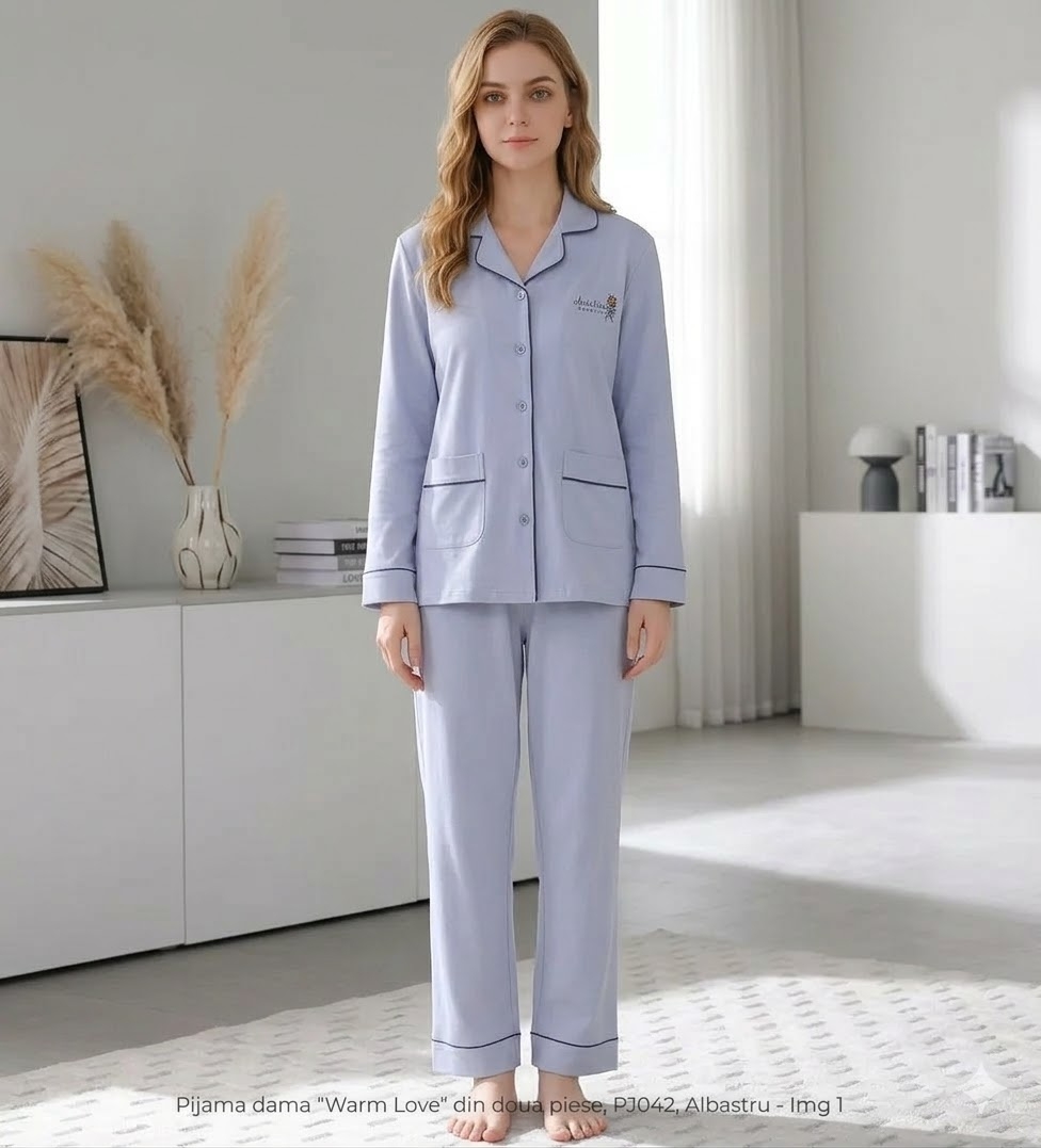 Pijama Dama Warm Love Bumbac 100% Delis - imagine 2