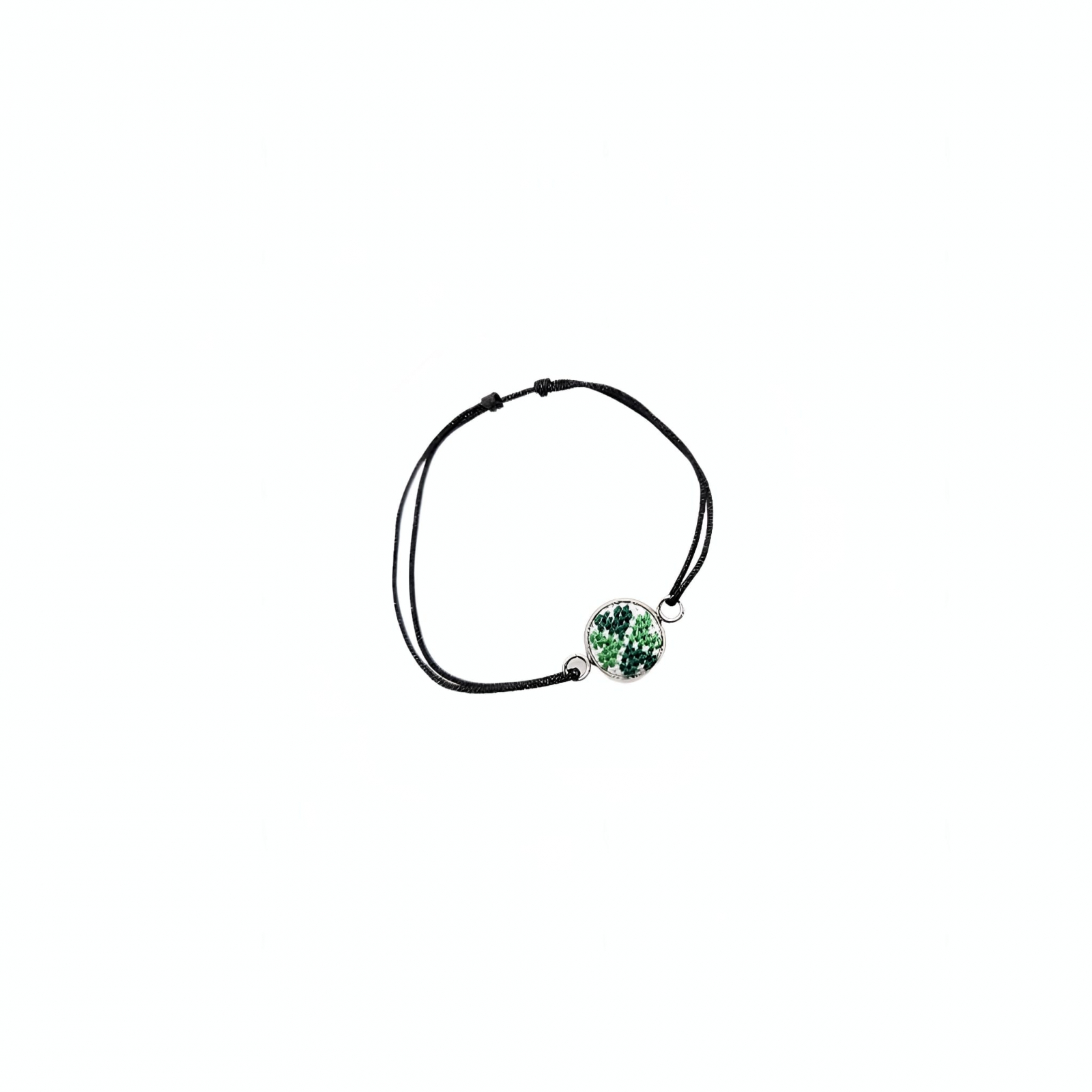 Bratara din inox cu broderie traditionala snur reglabil