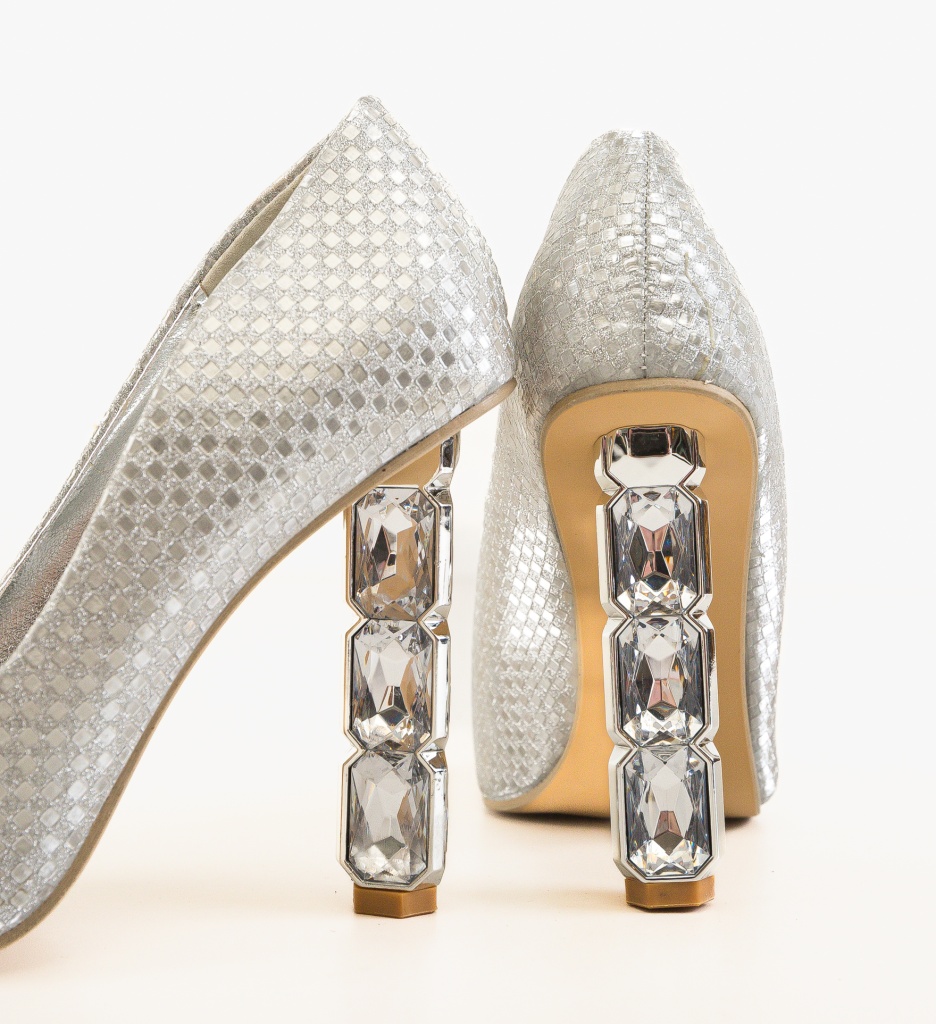 Pantofi Dama Argintii Eleganți Kagiso - imagine 7