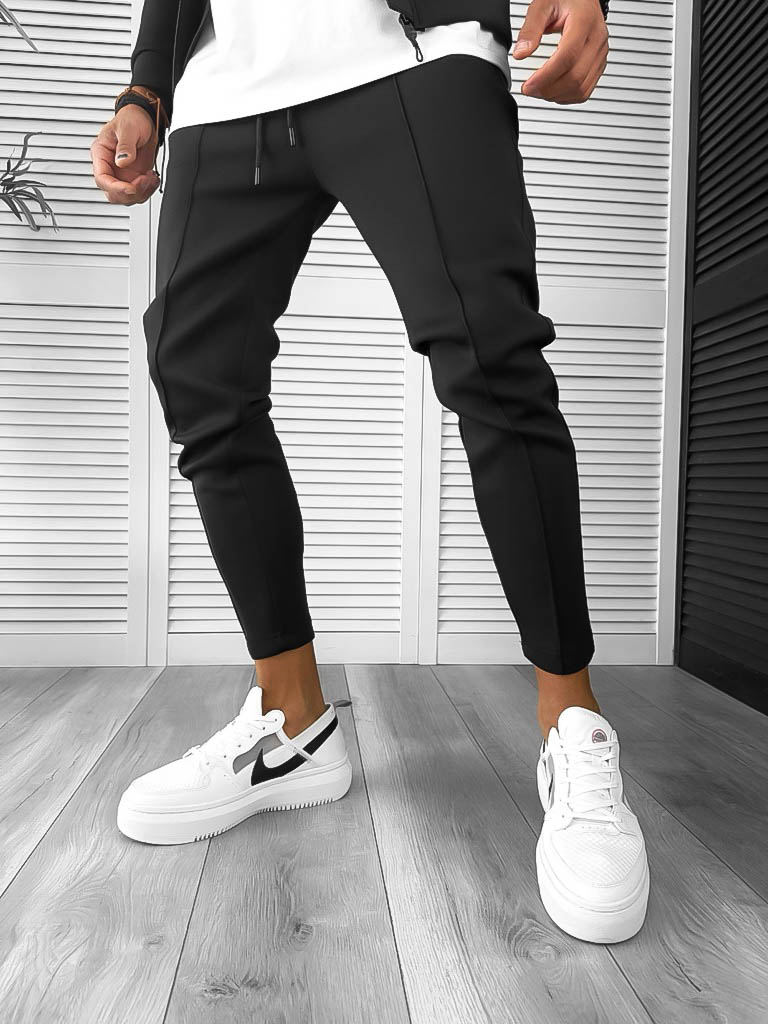 Pantaloni Trening Bărbați Slim Fit Negru Premium
