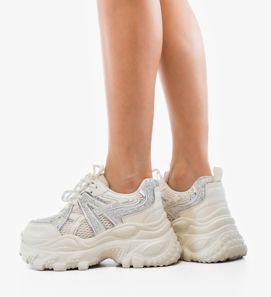 Sneakers Dama Venus Albi – Confort și Stil